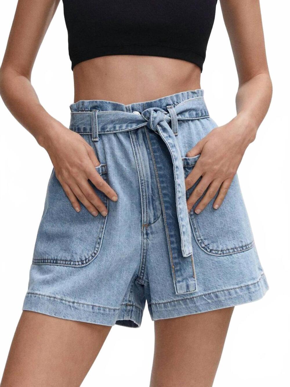 NEW SWEET GENERIS tie belt shorts in denim